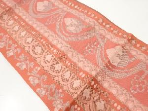 リサイクル　縞に花唐草模様織出し名古屋帯